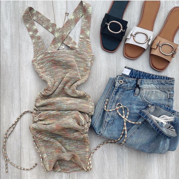 Tan Gold Detailing Slip On Sandal - Picture 6 of 8